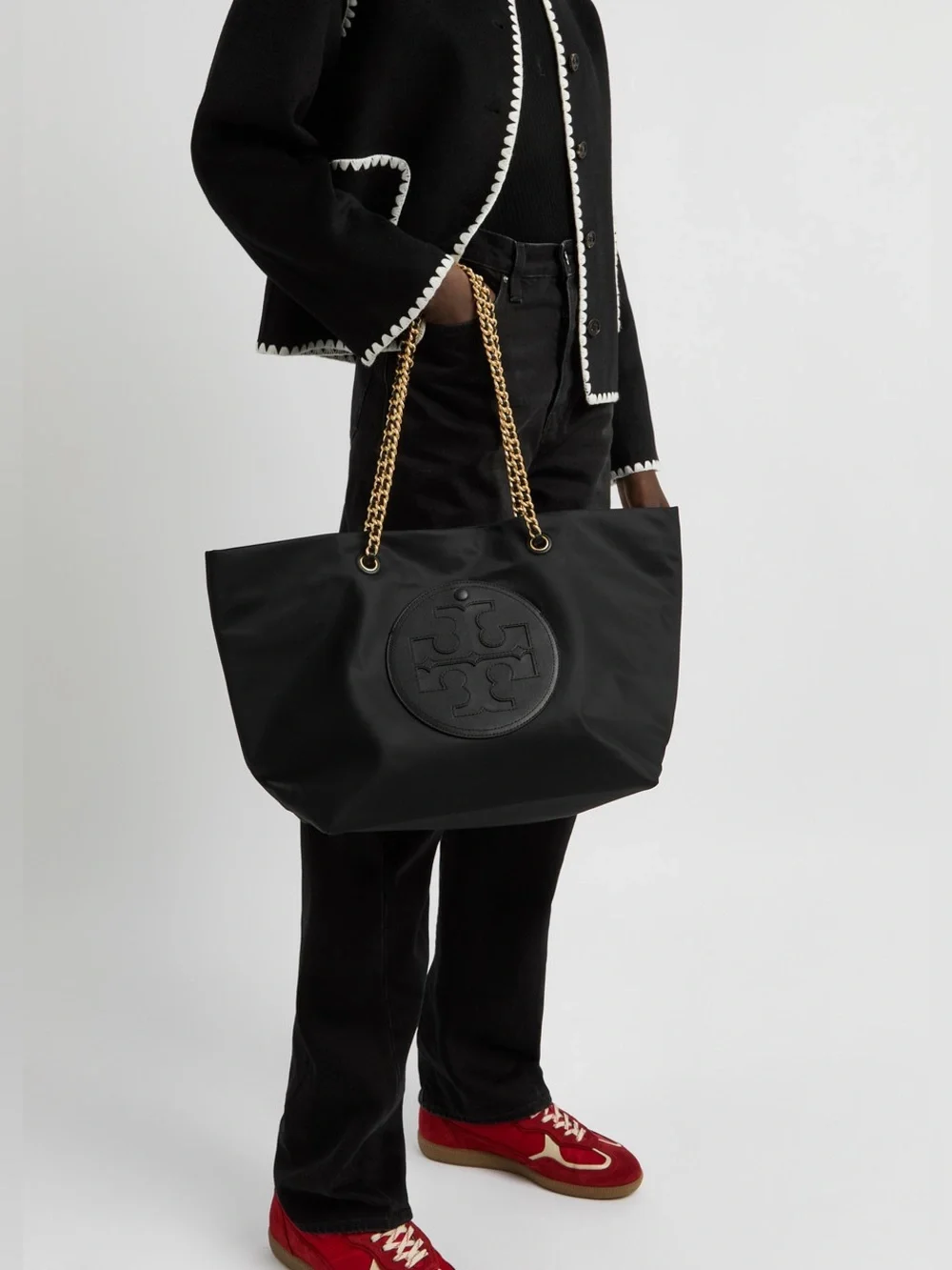 ✨ NWT ✨Tory Burch Ella Chain Tote Bag Black with Gold Hardware